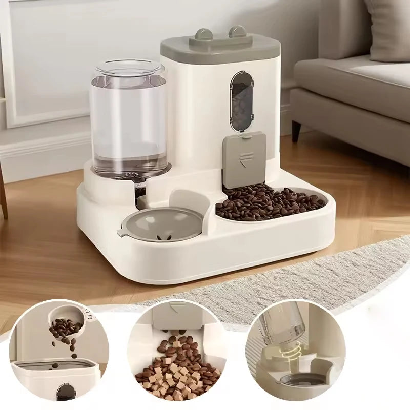 Automatic Pet Feeder with Water Dispenser – Large Capacity Double Bowl
