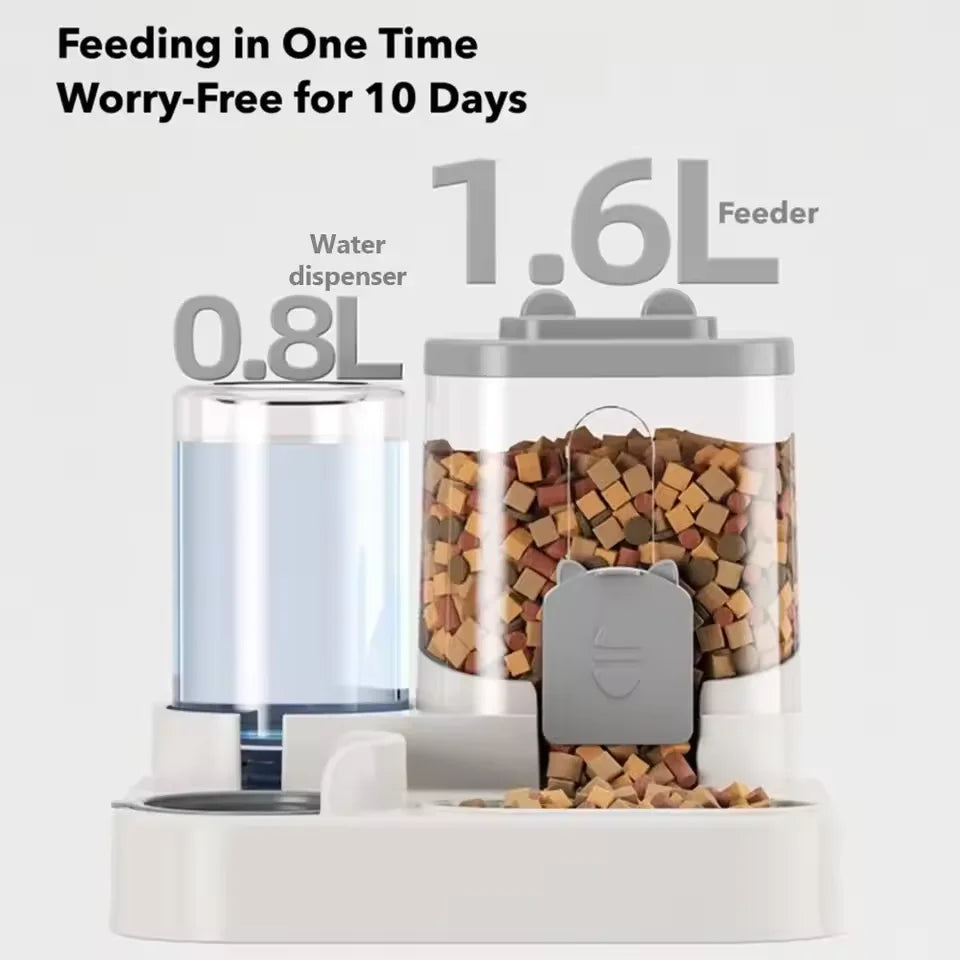 Automatic Pet Feeder with Water Dispenser – Large Capacity Double Bowl