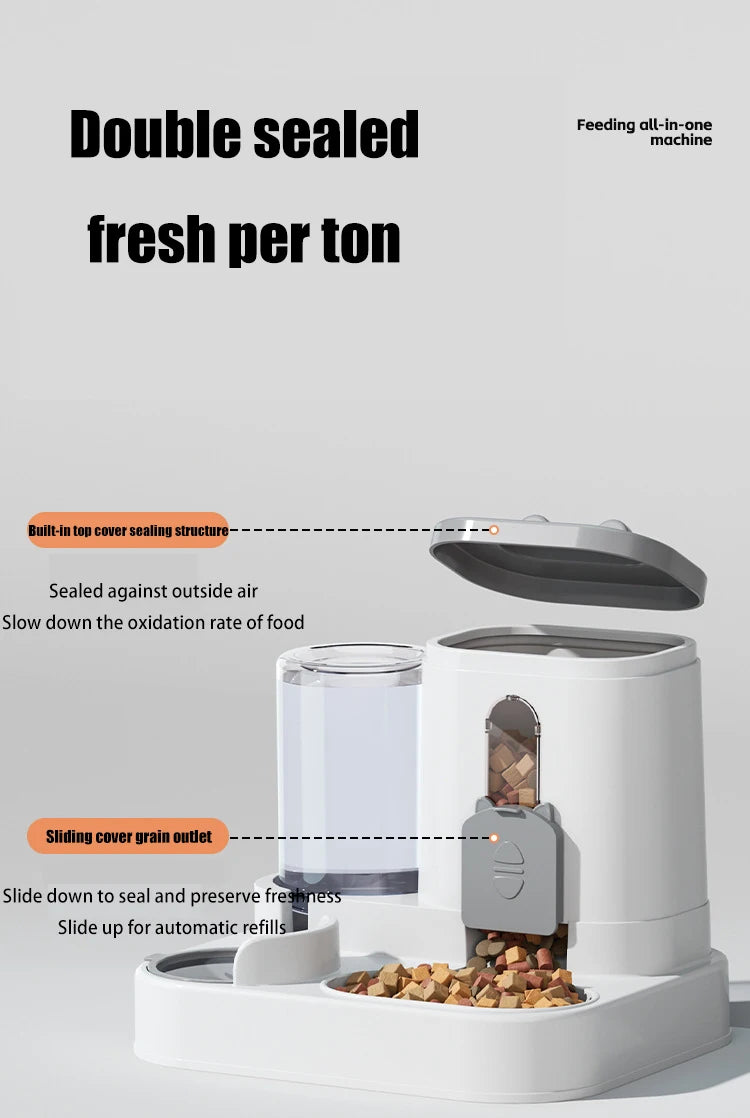 Automatic Pet Feeder with Water Dispenser – Large Capacity Double Bowl