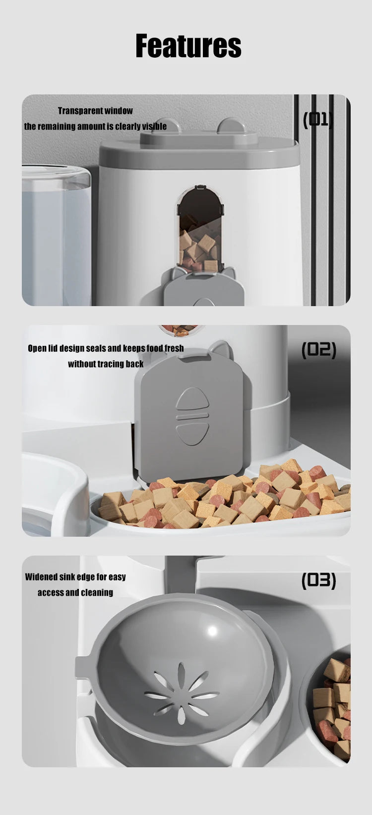 Automatic Pet Feeder with Water Dispenser – Large Capacity Double Bowl