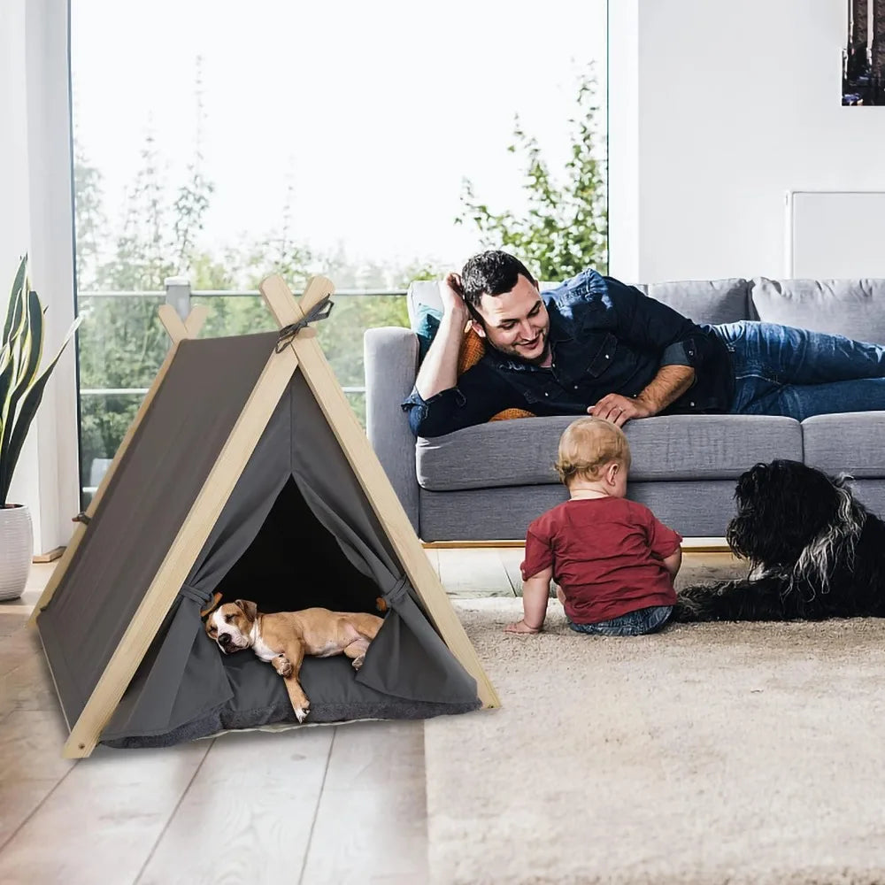 Pet Teepee Tent – Foldable & Cozy House for Cats & Dogs