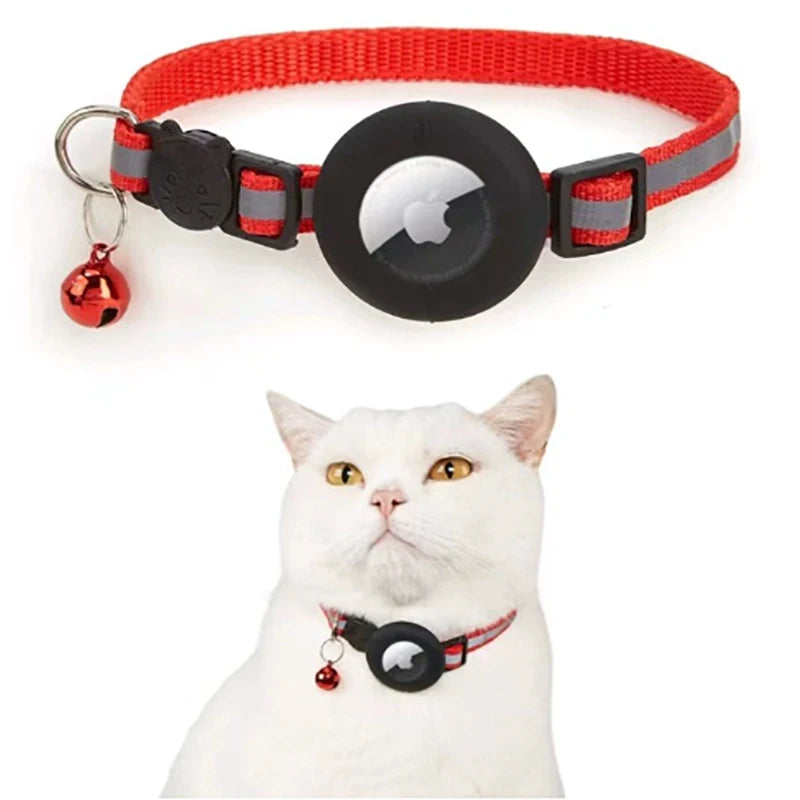 Reflective Pet Collar with Apple AirTag Holder – Adjustable Safety Design