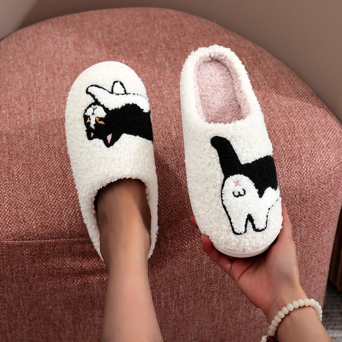 Cow Cat Slippers – Pet Pattern Indoor Shoes (For Hoomans!)
