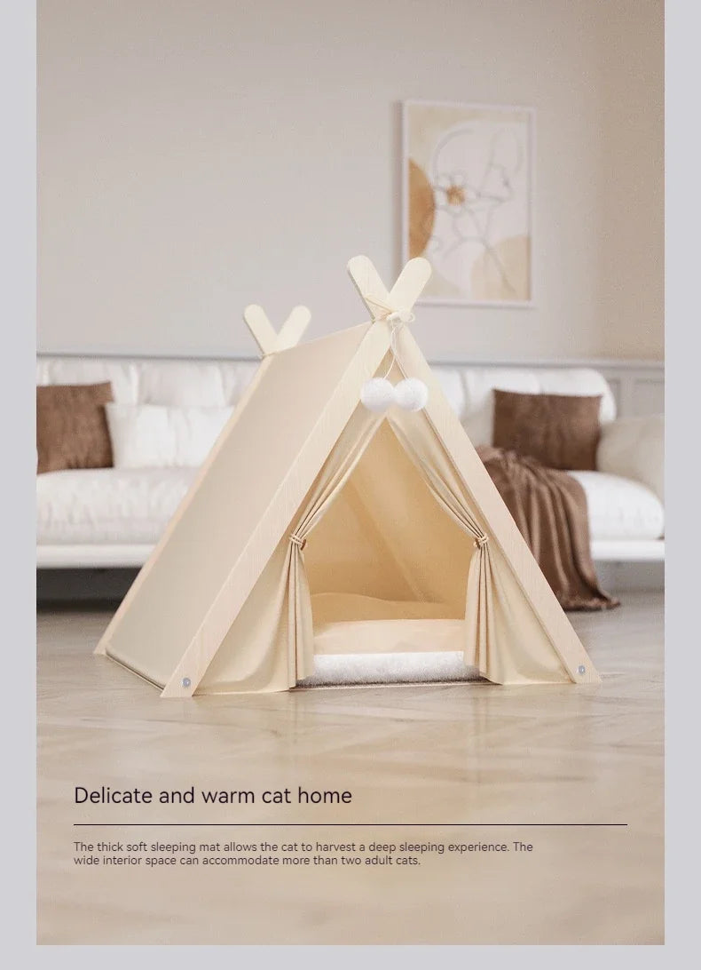 Pet Teepee Tent – Foldable & Cozy House for Cats & Dogs