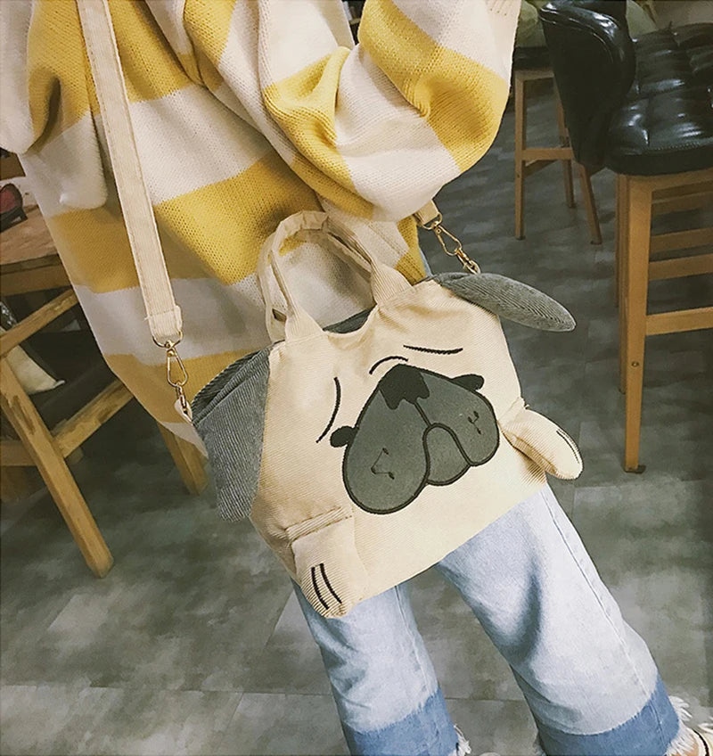 Pug Dog Tote Bag – Large Capacity Travel & Shoulder Bag