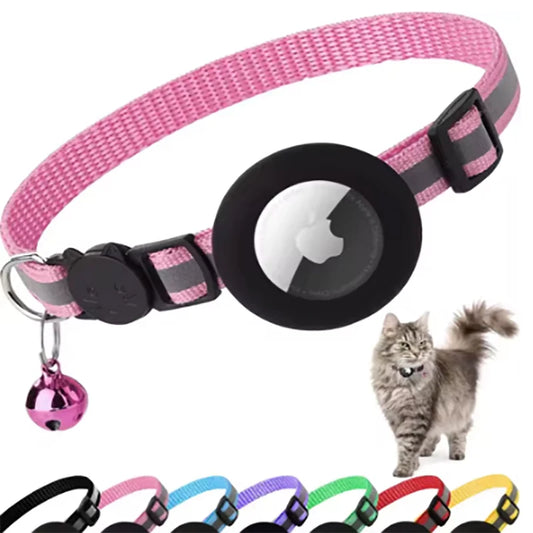 Reflective Pet Collar with Apple AirTag Holder – Adjustable Safety Design