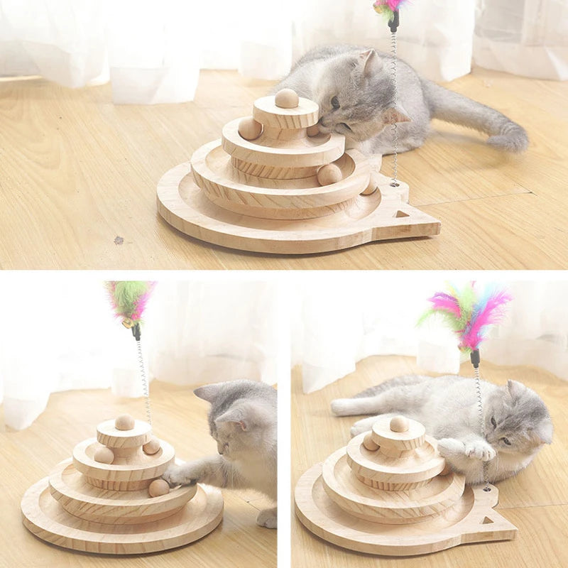 Wooden Cat Toy Tower – 2/3 Levels