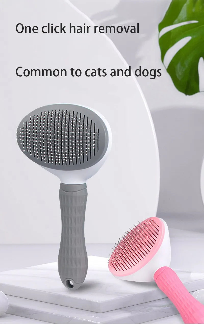 Pet Grooming Brush – Self-Cleaning Hair Remover for Dogs & Cats