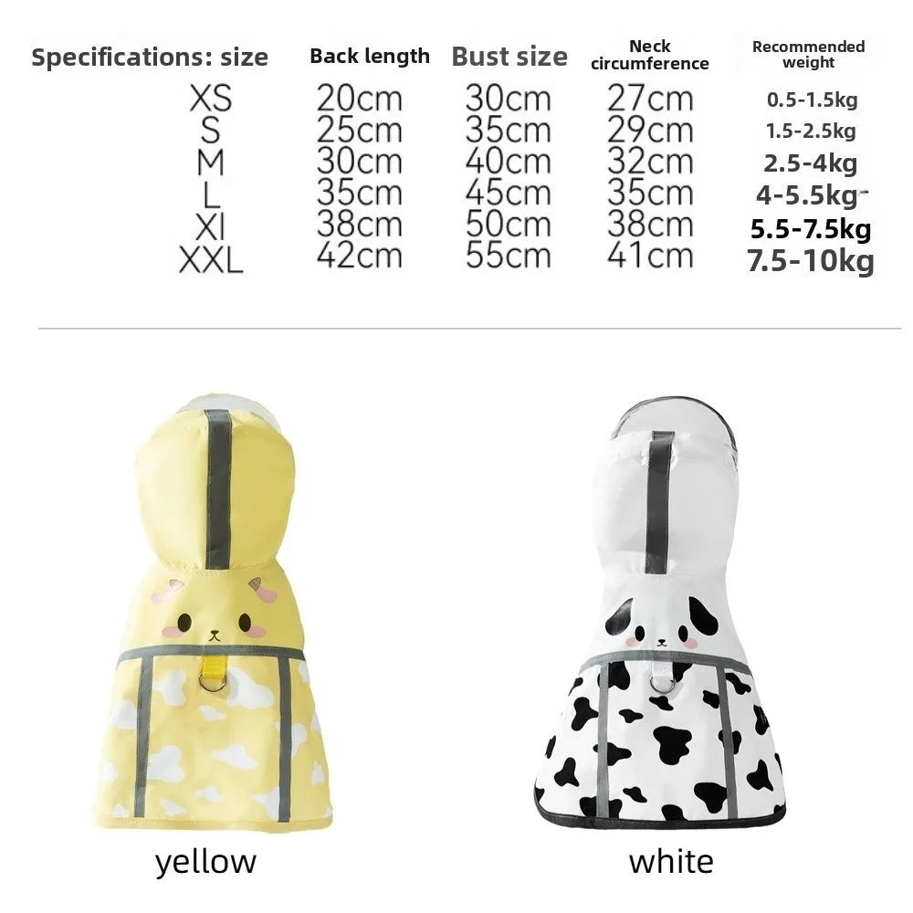 Cartoon Dog Raincoat – Waterproof & Reflective
