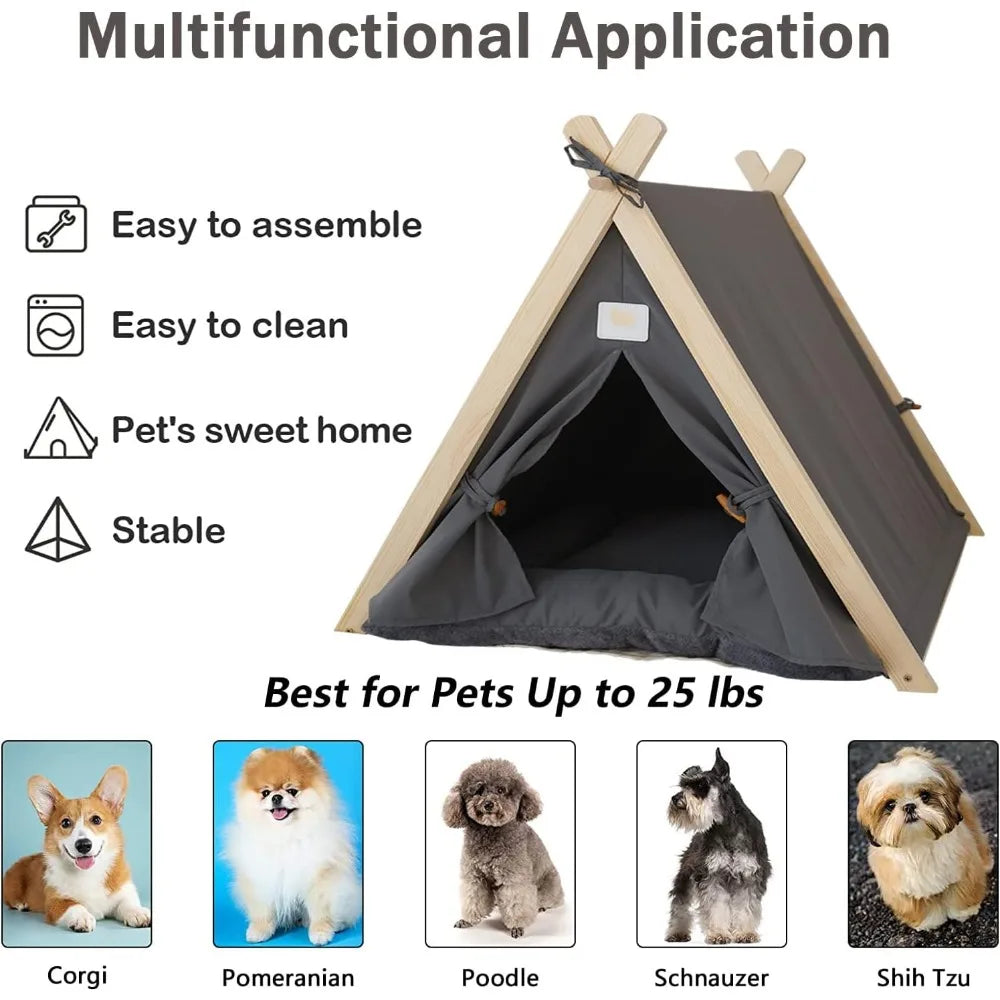Pet Teepee Tent – Foldable & Cozy House for Cats & Dogs