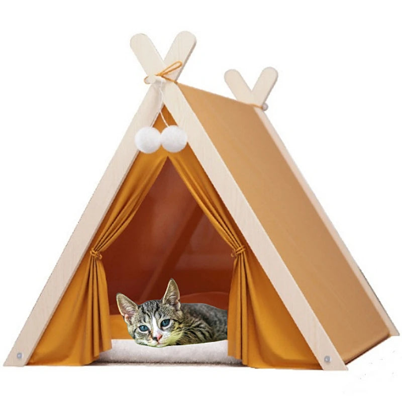 Pet Teepee Tent – Foldable & Cozy House for Cats & Dogs