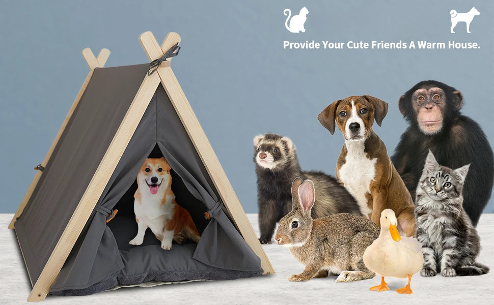 Pet Teepee Tent – Foldable & Cozy House for Cats & Dogs