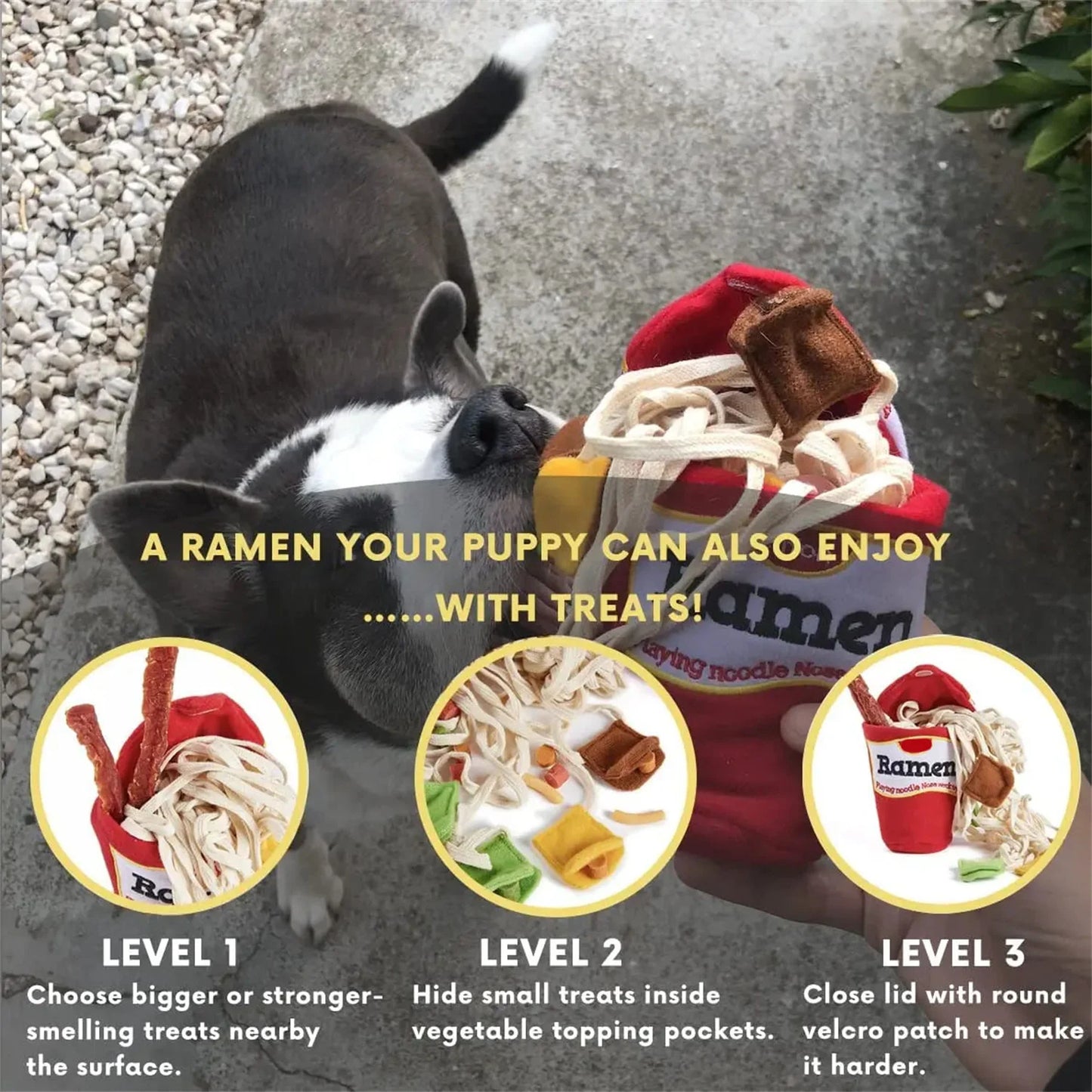 Ramen Interactive Dog Puzzle Toy – Slow Feeder & Snuffle Game
