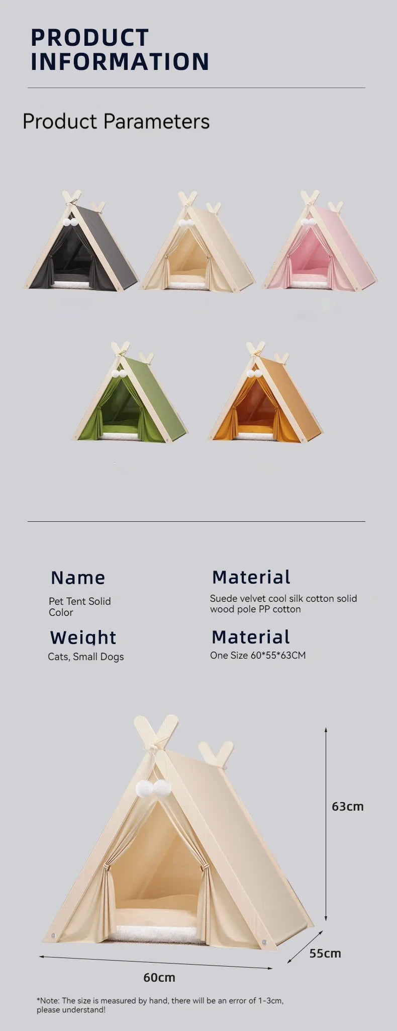 Pet Teepee Tent – Foldable & Cozy House for Cats & Dogs