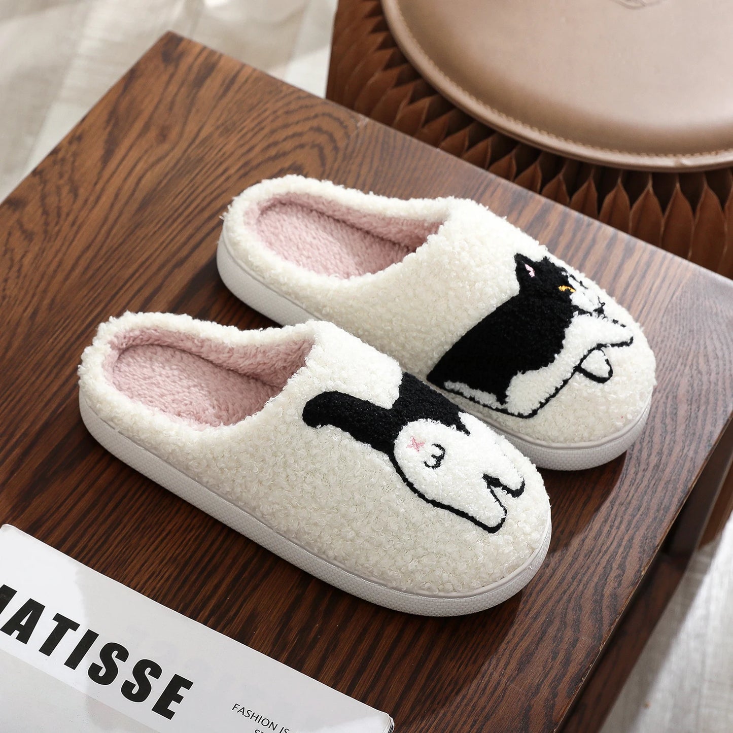 Cow Cat Slippers – Pet Pattern Indoor Shoes (For Hoomans!)