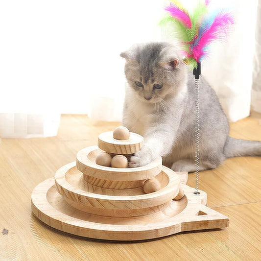 Wooden Cat Toy Tower – 2/3 Levels