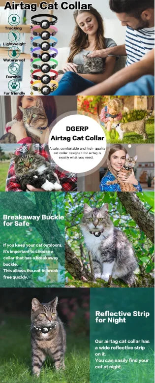 Reflective Pet Collar with Apple AirTag Holder – Adjustable Safety Design
