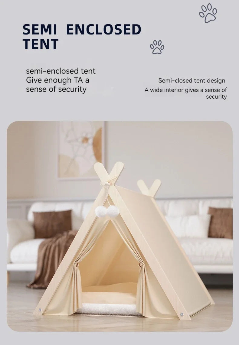 Pet Teepee Tent – Foldable & Cozy House for Cats & Dogs