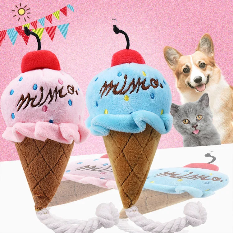 π¦ Ice Cream Plush Dog Toy β Squeaky & Cute