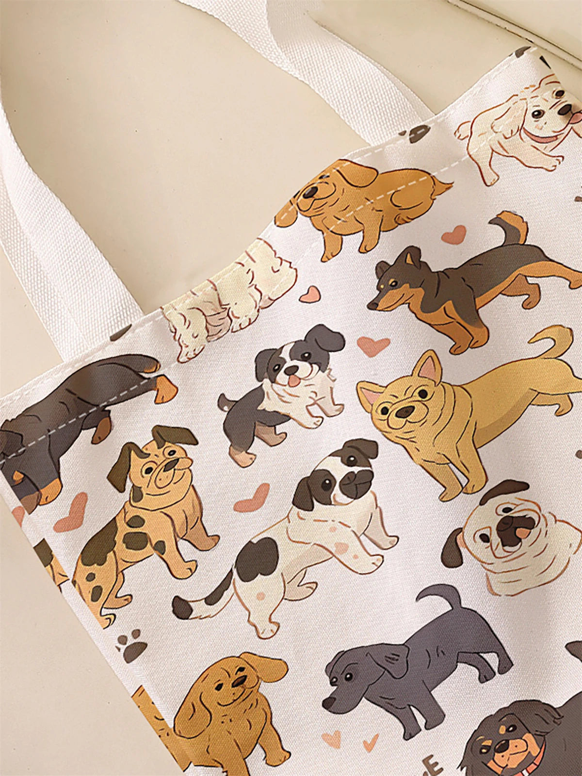 Dog Pattern Canvas Tote Bag