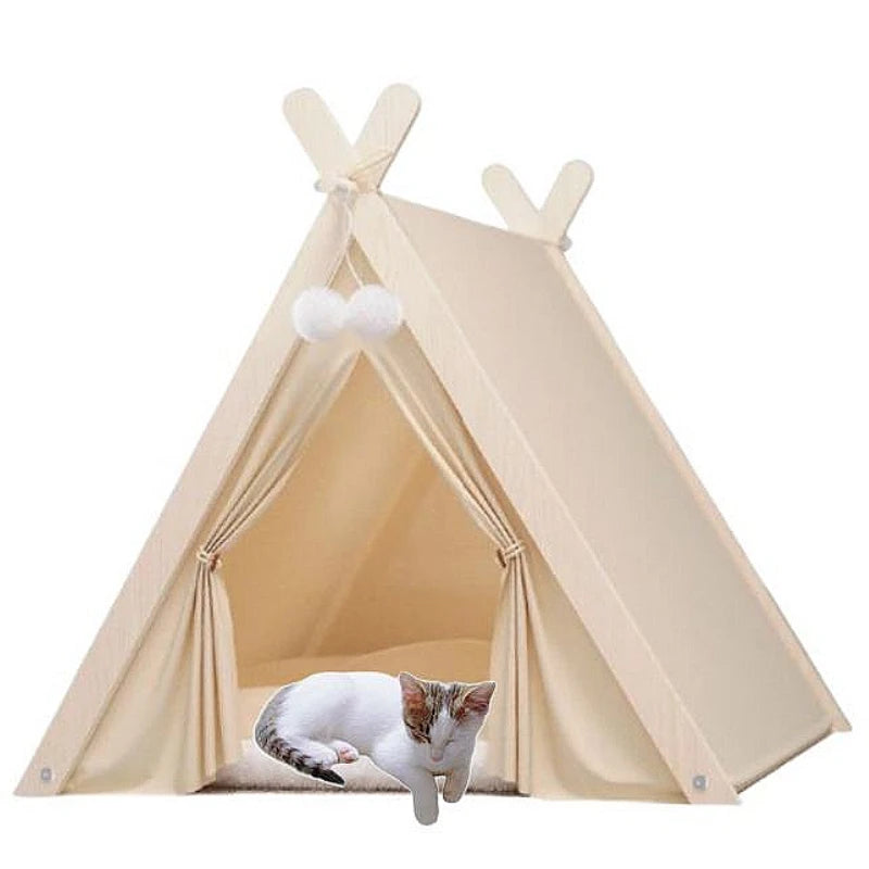 Pet Teepee Tent – Foldable & Cozy House for Cats & Dogs
