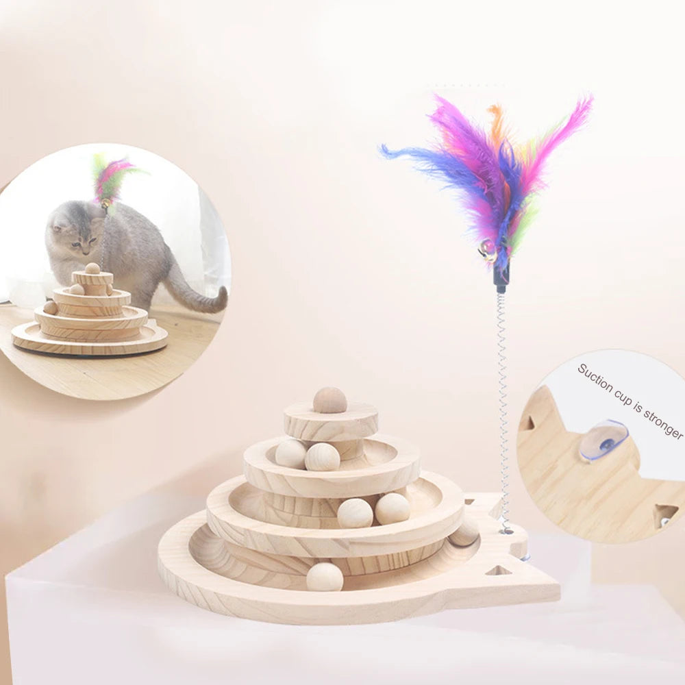 Wooden Cat Toy Tower – 2/3 Levels