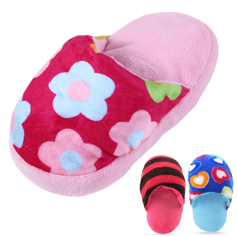 Pet Toys Squeaker Plush Slipper & Ball Combo