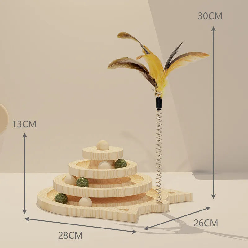 Wooden Cat Toy Tower – 2/3 Levels