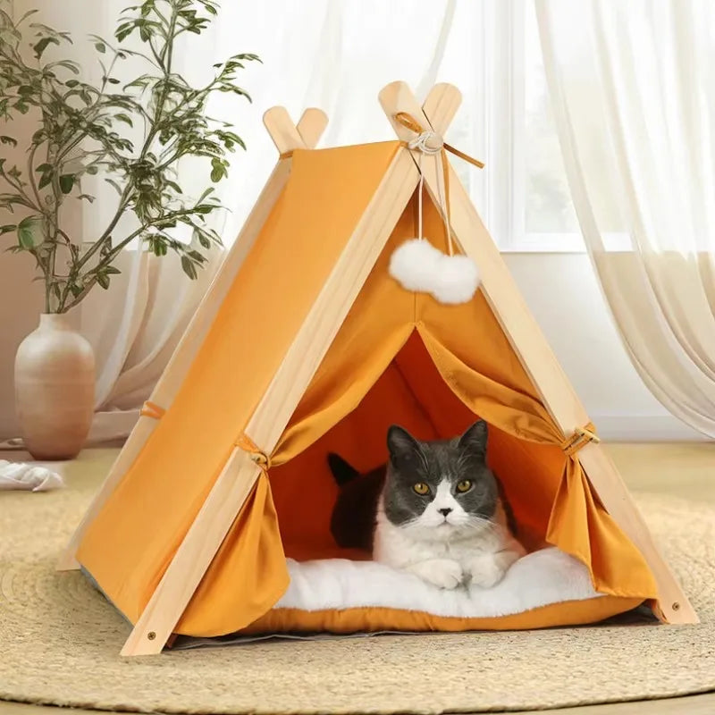 Pet Teepee Tent – Foldable & Cozy House for Cats & Dogs