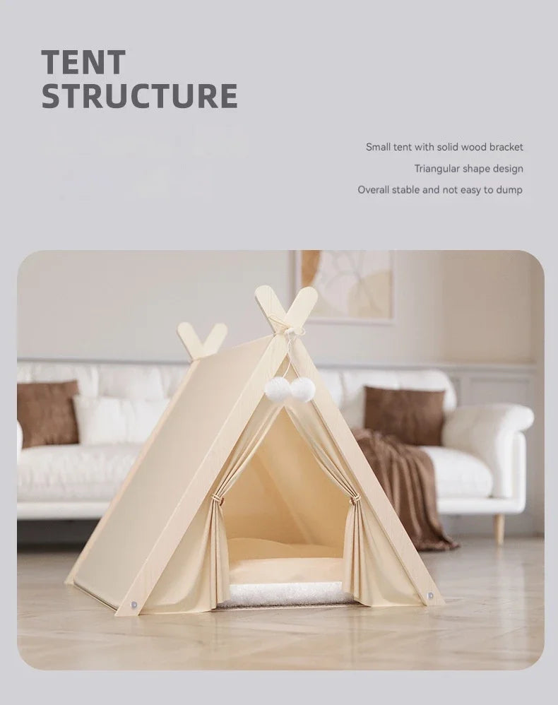Pet Teepee Tent – Foldable & Cozy House for Cats & Dogs