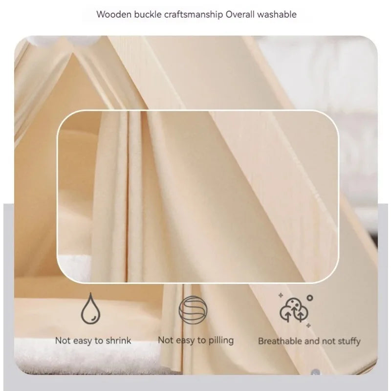 Pet Teepee Tent – Foldable & Cozy House for Cats & Dogs