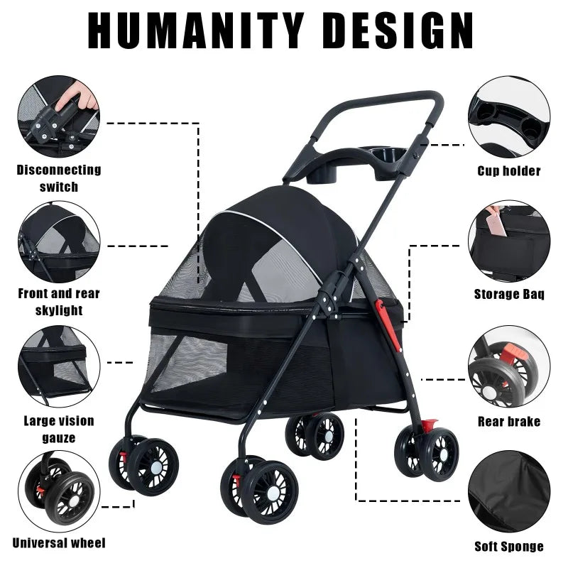 Pet Stroller – Foldable, Lightweight & Travel-Friendly