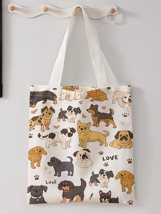 Dog Pattern Canvas Tote Bag