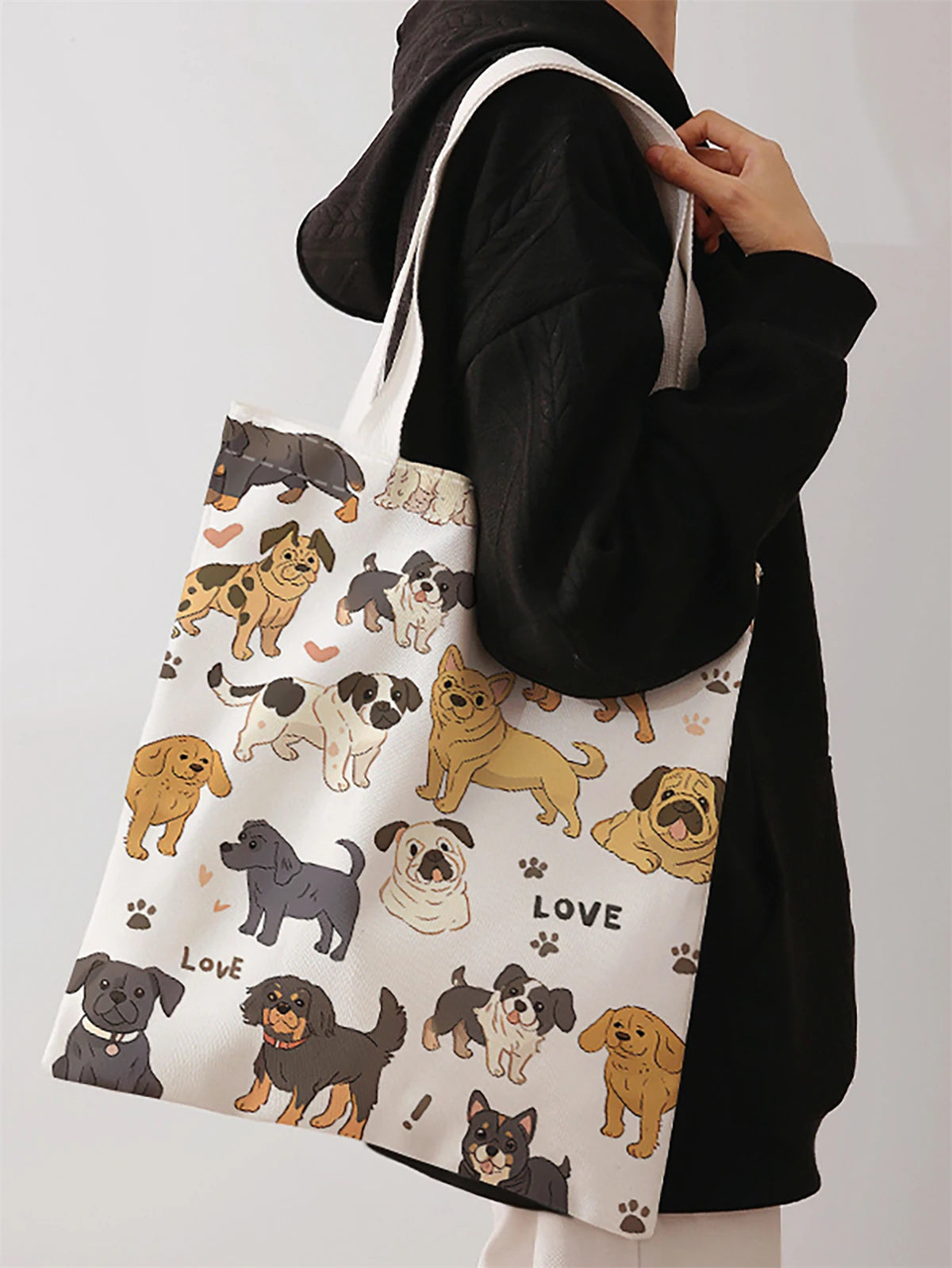 Dog Pattern Canvas Tote Bag