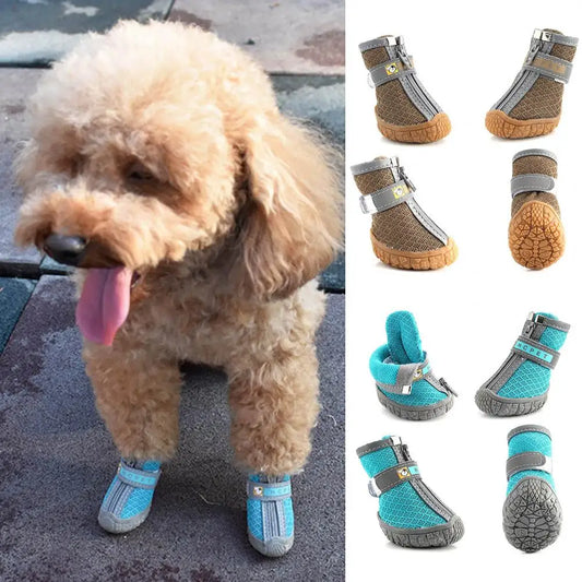 Dog Shoes – 4pcs Waterproof, Breathable & Non-Slip Pet Sneakers