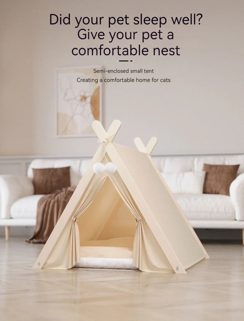 Pet Teepee Tent – Foldable & Cozy House for Cats & Dogs