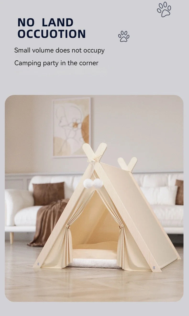 Pet Teepee Tent – Foldable & Cozy House for Cats & Dogs