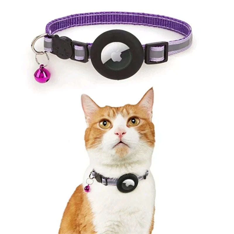 Reflective Pet Collar with Apple AirTag Holder – Adjustable Safety Design
