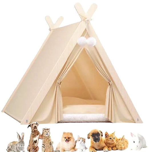Pet Teepee Tent – Foldable & Cozy House for Cats & Dogs
