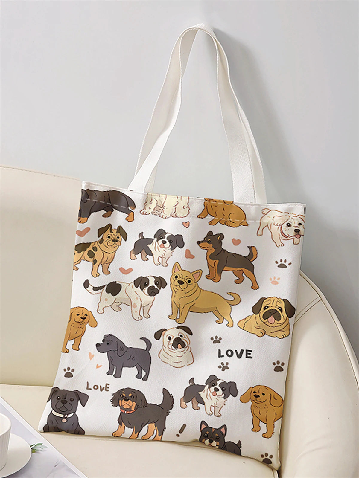 Dog Pattern Canvas Tote Bag