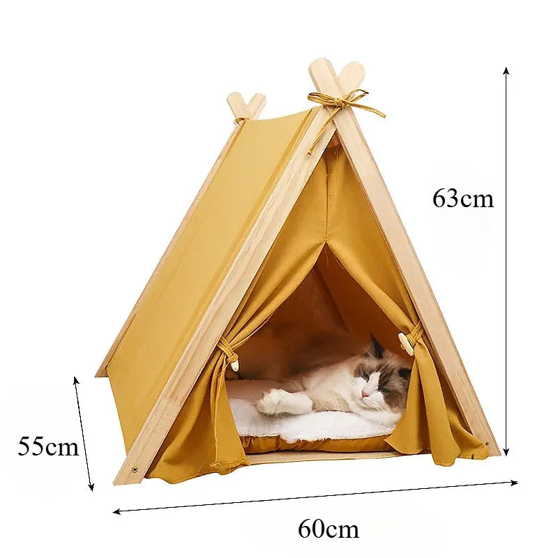 Pet Teepee Tent – Foldable & Cozy House for Cats & Dogs