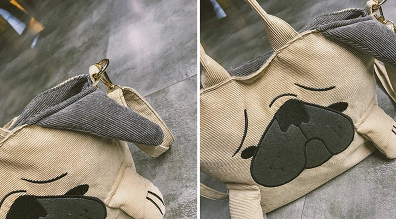 Pug Dog Tote Bag – Large Capacity Travel & Shoulder Bag