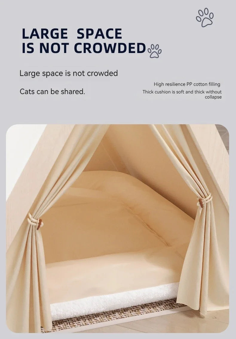 Pet Teepee Tent – Foldable & Cozy House for Cats & Dogs