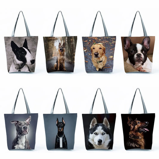 Dog Print Tote Bag – Large Capacity Shoulder & Shopping Bag