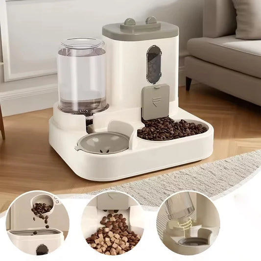 Automatic Pet Feeder with Water Dispenser – Large Capacity Double Bowl