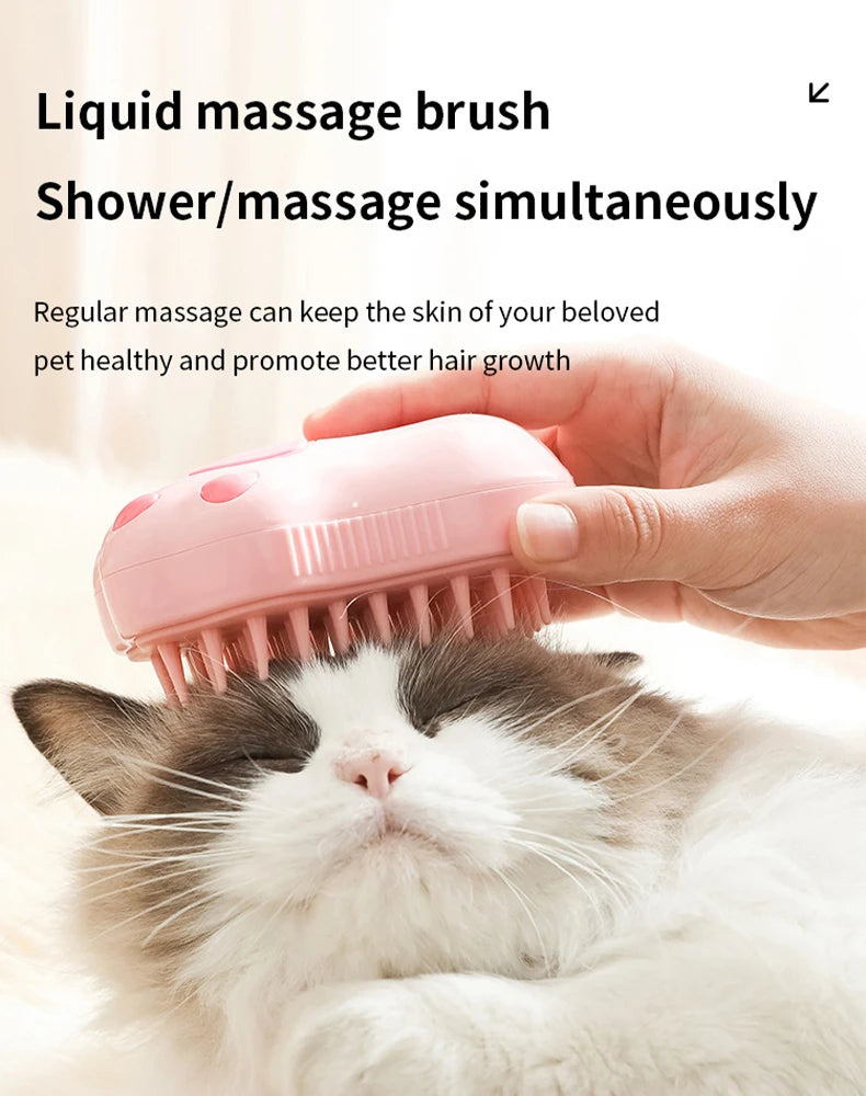 3-in-1 Pet Grooming Brush - Steam, Massage & Hair Removal