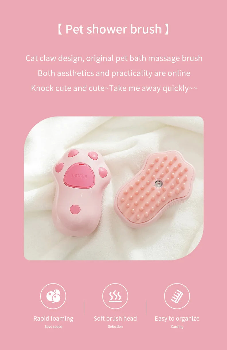 3-in-1 Pet Grooming Brush - Steam, Massage & Hair Removal