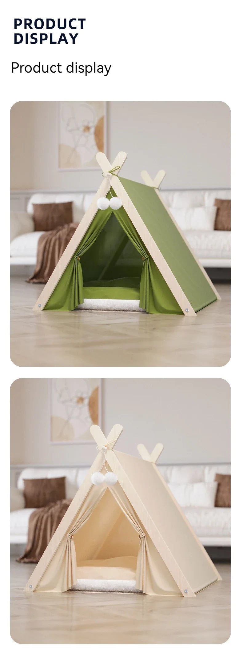 Pet Teepee Tent – Foldable & Cozy House for Cats & Dogs