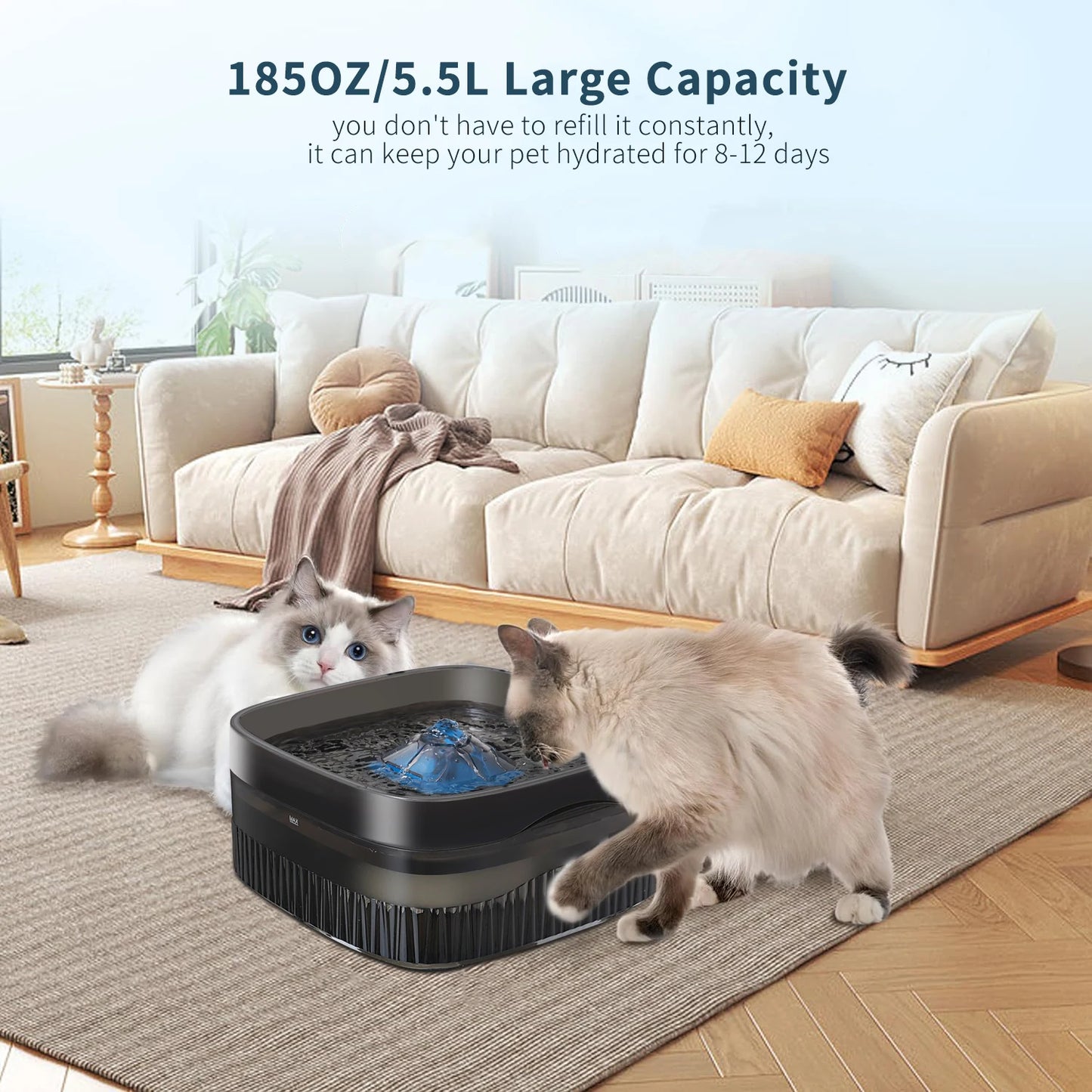 5.5L & 9L Large-Capacity Pet Water Fountain