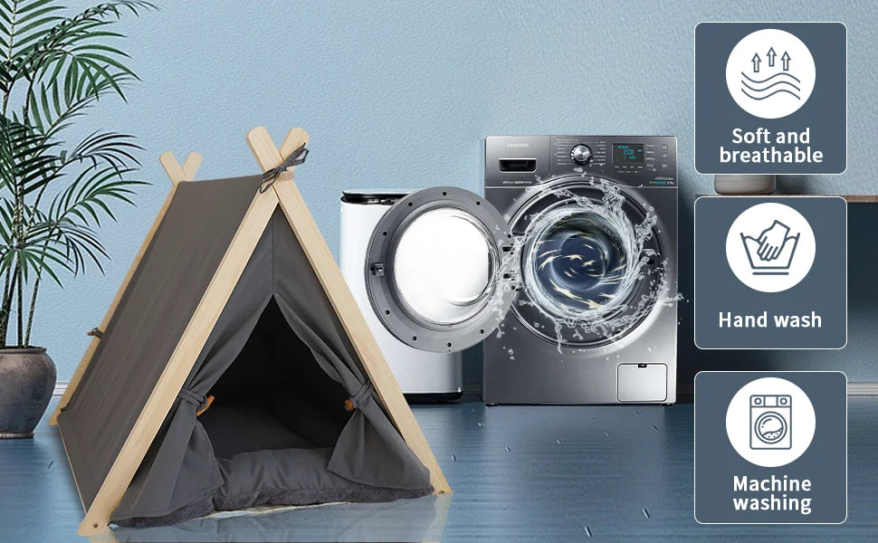Pet Teepee Tent – Foldable & Cozy House for Cats & Dogs